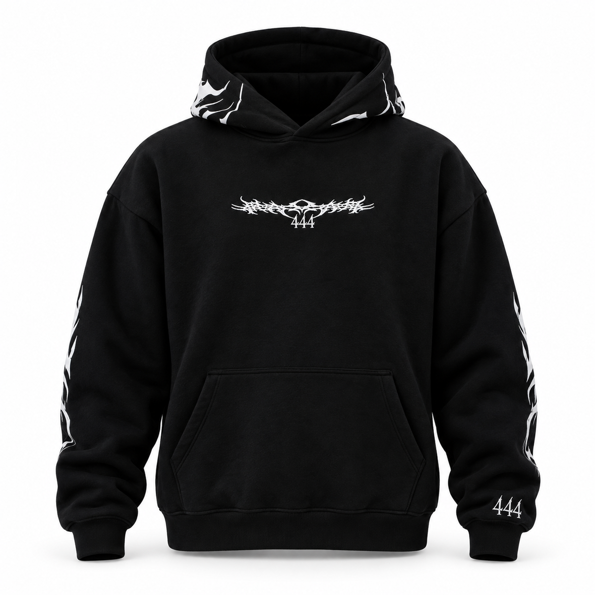 444 Reflective V1 Hoodie - Silver Print Lights Up at Night