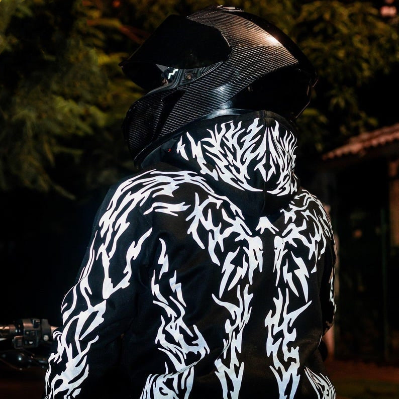 444 Reflective V1 Hoodie - Silver Print Lights Up at Night