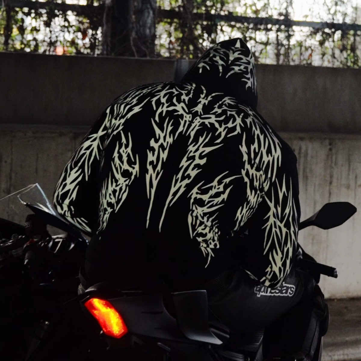 444 Reflective V1 Hoodie - Silver Print Lights Up at Night
