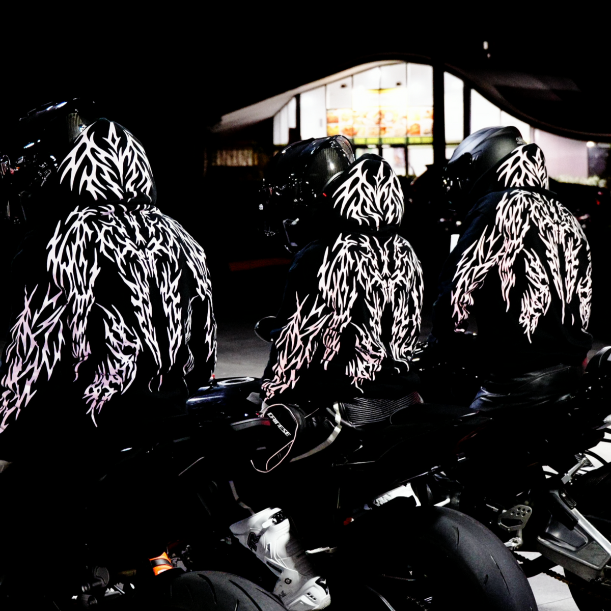 444 Reflective V1 Hoodie - Silver Print Lights Up at Night