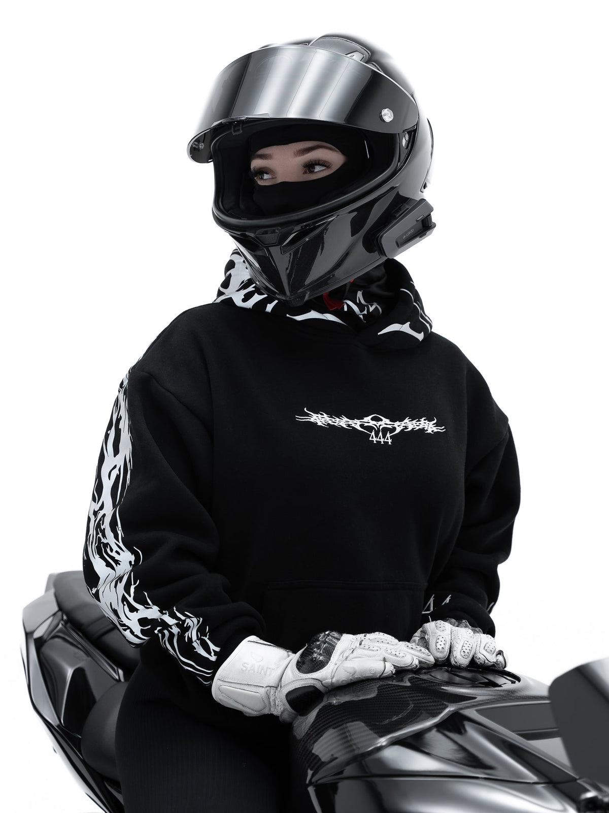 444 Reflective V3 Hoodie - Silver Print Lights Up at Night